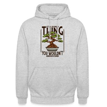 It's A Bonsai Thing Bonsai Töpfe Penjing Indoor - Unisex Hoodie - Hellgrau meliert - Vorne - Alina (178cm) & Michal (187cm)