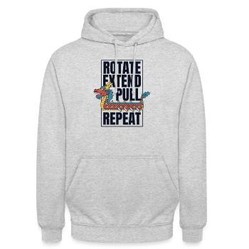 Drehen Verlängern Ziehen Wiederholen Paddler Drummer Team - Unisex Hoodie - Hellgrau meliert - Vorne - Alina (178cm) & Michal (187cm)