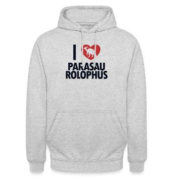 I love Parasaurolophus Dinosaur Lover - Unisex Hoodie - light heather grey - Front - Alina (178cm) & Michal (187cm)
