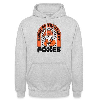 Leicht ablenkbar durch Füchse Canidae Caninae Rot - Unisex Hoodie - Hellgrau meliert - Vorne - Alina (178cm) & Michal (187cm)