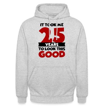 25. Geburtstag 25 Jahre - Unisex Hoodie - Hellgrau meliert - Vorne - Alina (178cm) & Michal (187cm)