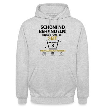 Drei 3 jahre jährige beziehung Mann Freund - Unisex Hoodie - Hellgrau meliert - Vorne - Alina (178cm) & Michal (187cm)