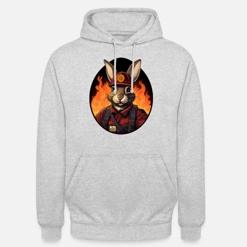 Firefighter Rabbit - Unisex Hoodie - light heather grey