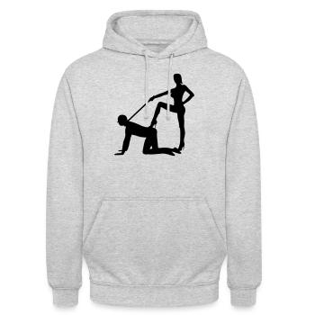 Domina & Sklave Hochzeit Ehe Junggeselle - Unisex Hoodie - Hellgrau meliert - Vorne - Alina (178cm) & Michal (187cm)