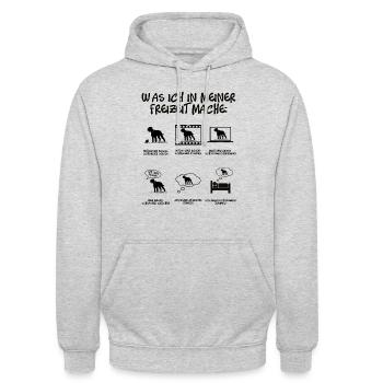 Dinge in meiner Freizeit Riesenschnauzer Hund - Unisex Hoodie - Hellgrau meliert - Vorne - Alina (178cm) & Michal (187cm)