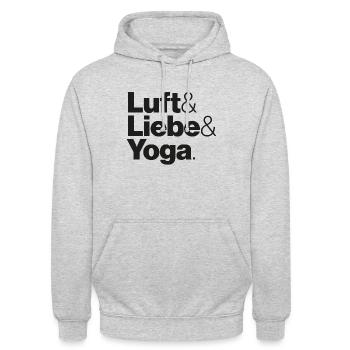 Luft & Liebe & Yoga - Unisex Hoodie - Hellgrau meliert - Vorne - Alina (178cm) & Michal (187cm)