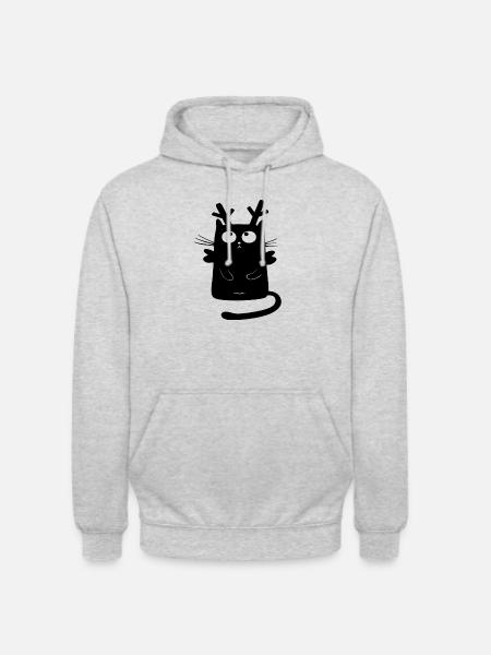 rennes Chat de Noël - Sweat-shirt à capuche unisexe - gris clair chiné