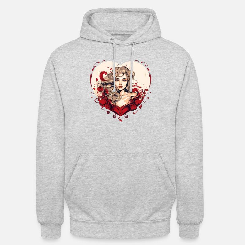 hearts pattern 4 - Sweat-shirt à capuche unisexe - gris clair chiné