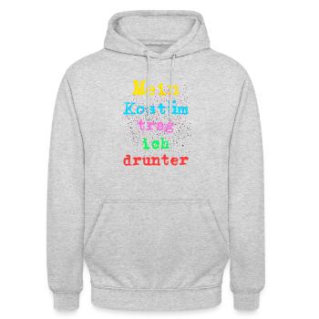 Mein Kostüm trag ich drunter - Unisex Hoodie - Hellgrau meliert - Vorne - Alina (178cm) & Michal (187cm)