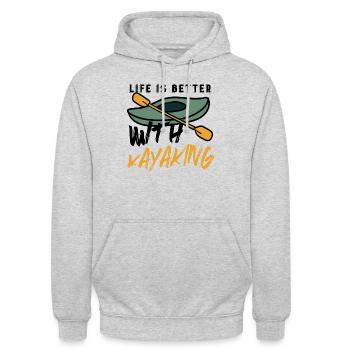 Kayaking Adventure Water Sports Hobby Kayak - Unisex Hoodie - light heather grey - Front - Alina (178cm) & Michal (187cm)