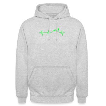 Ski Herzschlag Berge Skifahren EKG Geschenk Tshirt - Unisex Hoodie - Hellgrau meliert - Vorne - Alina (178cm) & Michal (187cm)