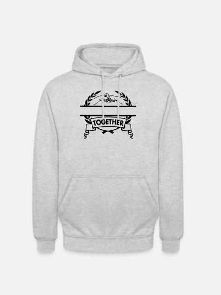 "GEMEINSAM" Handgeste zweier Fäuste - Unisex Hoodie - Hellgrau meliert