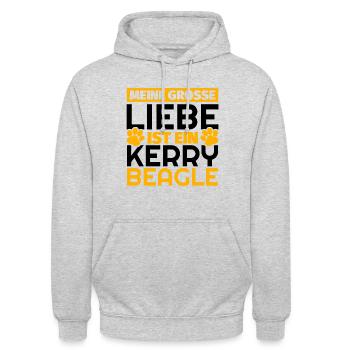 Kerry-Beagle Geschenke lustig - Unisex Hoodie - Hellgrau meliert - Vorne - Alina (178cm) & Michal (187cm)