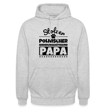 Polnischer Niederungshütehund lustig Herrchen Hund - Unisex Hoodie - Hellgrau meliert - Vorne - Alina (178cm) & Michal (187cm)