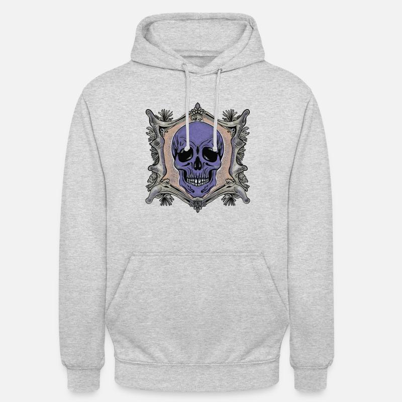 Schädel mit Knochenrahmen - Unisex Hoodie - Hellgrau meliert