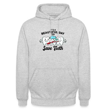 Assistante dentaire - Sweat-shirt à capuche unisexe - gris clair chiné - Devant - Alina (178cm) & Michal (187cm)
