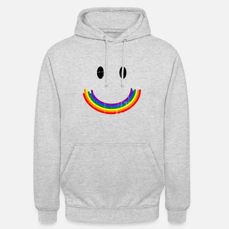 Rainbow Smilie - Hættetrøje unisex - lysegrå meleret