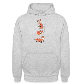 Drôle de renard - Sweat-shirt à capuche unisexe - gris clair chiné - Devant - Alina (178cm) & Michal (187cm)