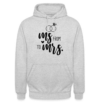Wedding Bachelorette Party - From Ms. to Mrs. - Unisex Hoodie - light heather grey - Front - Alina (178cm) & Michal (187cm)