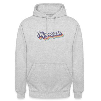Nippeserin Retro · Veedel Köln-Nippes - Unisex Hoodie - Hellgrau meliert - Vorne - Alina (178cm) & Michal (187cm)