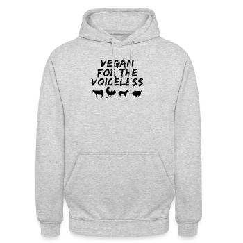 végétalien pour les sans voix - Sweat-shirt à capuche unisexe - gris clair chiné - Devant - Alina (178cm) & Michal (187cm)
