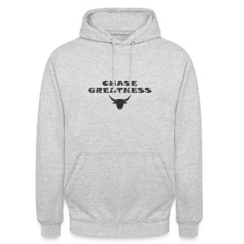 Chase Greatness Stier Tshirt Design - Unisex Hoodie - Hellgrau meliert - Vorne - Alina (178cm) & Michal (187cm)