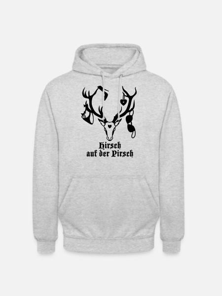 Hirsch 1c à l'affût - Sweat-shirt à capuche unisexe - gris clair chiné