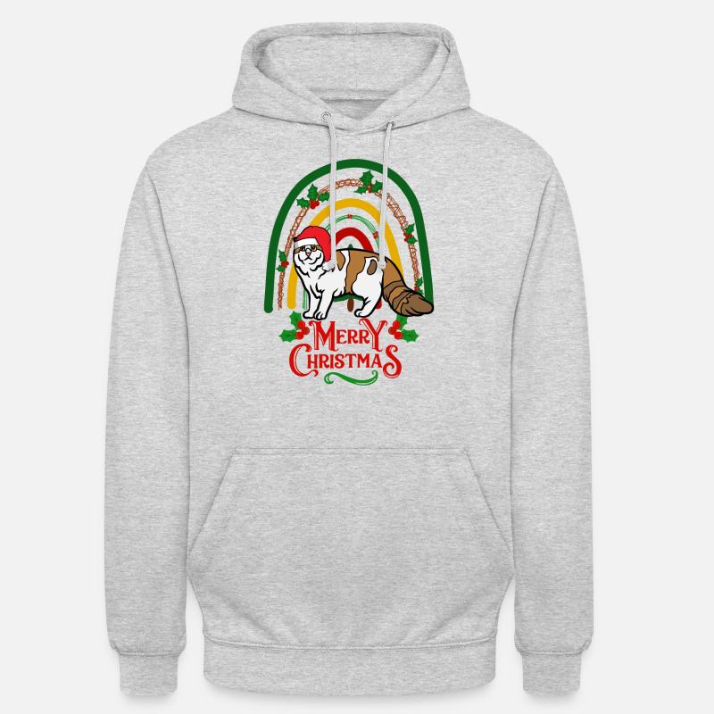 American Curl Cat Noël - Sweat-shirt à capuche unisexe - gris clair chiné