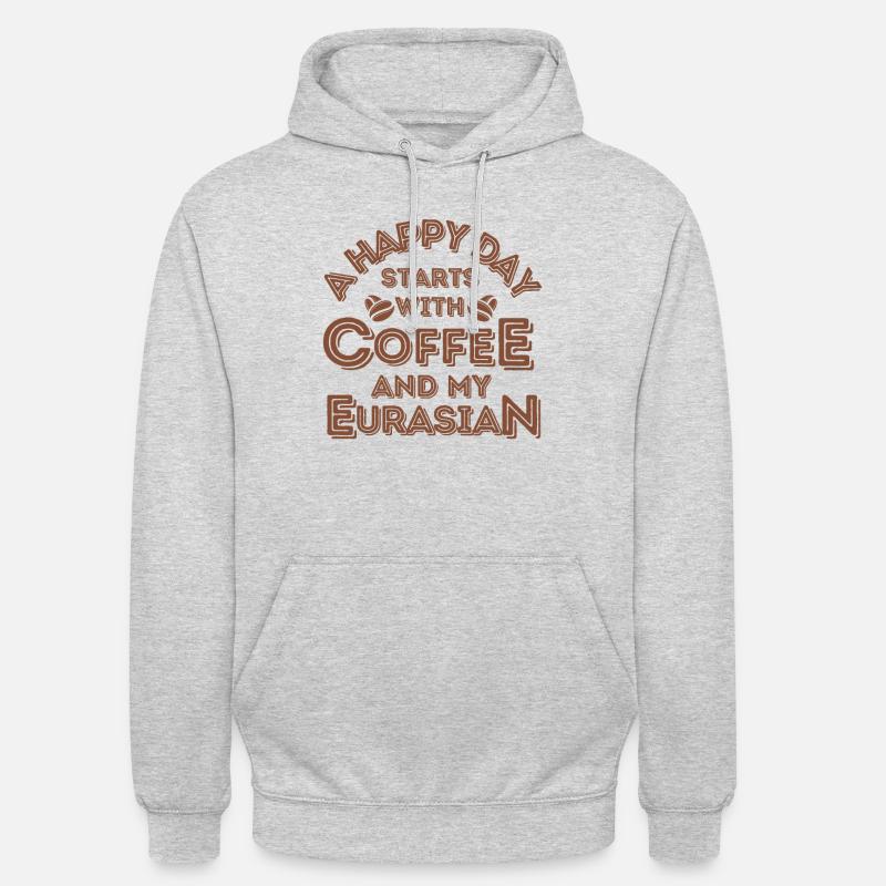 Café Eurasier Café Chien - Sweat-shirt à capuche unisexe - gris clair chiné