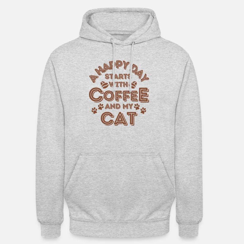 Cat Café Cat Café - Sweat-shirt à capuche unisexe - gris clair chiné