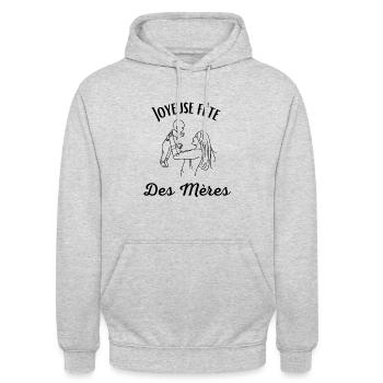 Joyeuse fête des mères - Sweat-shirt à capuche unisexe - gris clair chiné - Devant - Alina (178cm) & Michal (187cm)