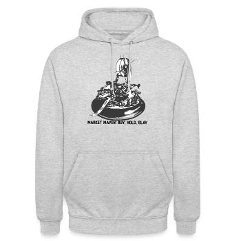 Market Maven: Buy, Hold, Slay - Unisex Hoodie - light heather grey - Front - Alina (178cm) & Michal (187cm)