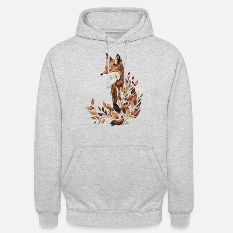 Renard, Automne, Feuilles, Feuillage - Sweat-shirt à capuche unisexe - gris clair chiné