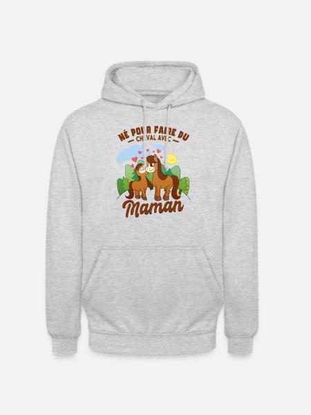 Amusant Maman Cheval Cavalière - Sweat-shirt à capuche unisexe - gris clair chiné