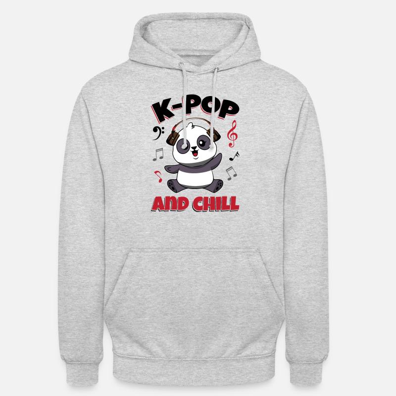 K-Pop et Chill Panda KPop - Sweat-shirt à capuche unisexe - gris clair chiné