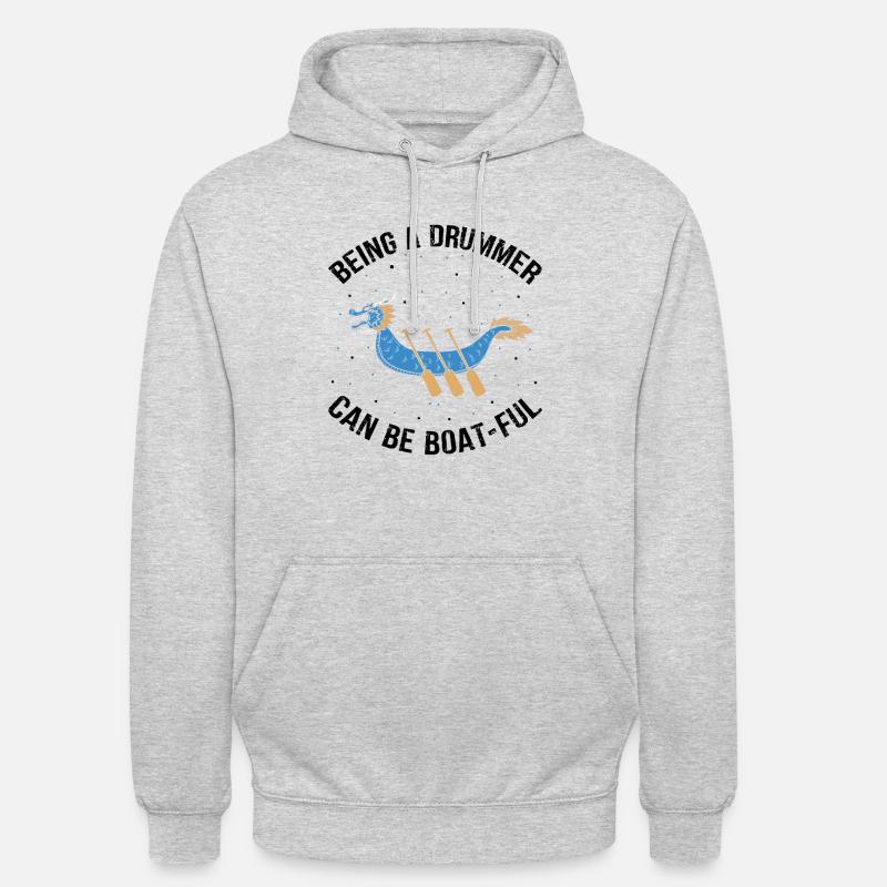 Drachenboot und Drachenboot Crew - Unisex Hoodie - Hellgrau meliert