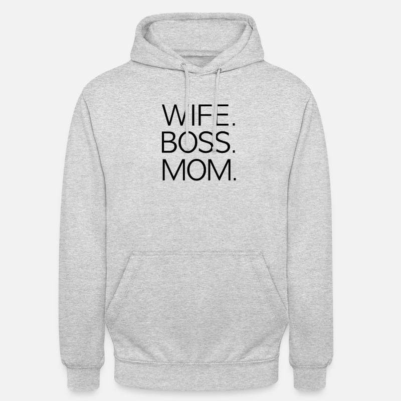 FEMME. BOSS. MOM. - Sweat-shirt à capuche unisexe - gris clair chiné