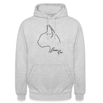Devon Rex Profil Katzen Katze Wilsigns - Unisex Hoodie - Hellgrau meliert - Vorne - Alina (178cm) & Michal (187cm)