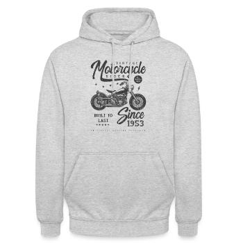Moto Vintage Biker Anniversaire Né En 1953 - Sweat-shirt à capuche unisexe - gris clair chiné - Devant - Alina (178cm) & Michal (187cm)