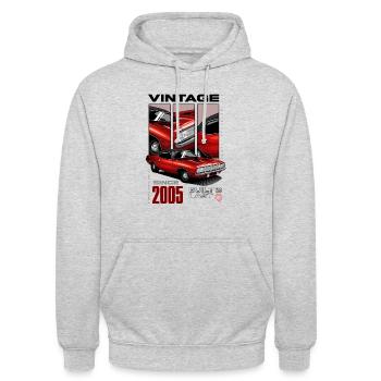 Ich bin nicht alt, ich bin ein Oldtimer, Oldtimer Jahrgang 2005 - Unisex Hoodie - Hellgrau meliert - Vorne - Alina (178cm) & Michal (187cm)