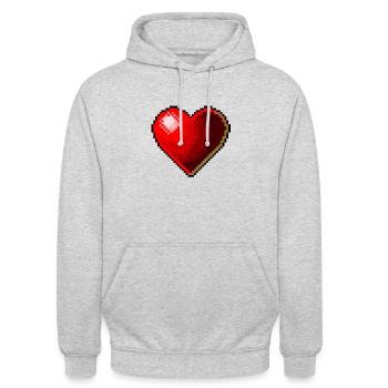 Heart 3D hearts corazon red retro red rojo love - Unisex Hoodie - light heather grey - Front - Alina (178cm) & Michal (187cm)