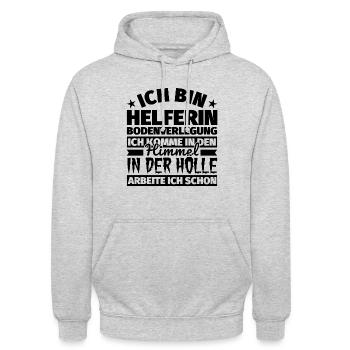 Helferin Bodenverlegung Geschenk lustig Himmel Höl - Unisex Hoodie - Hellgrau meliert - Vorne - Alina (178cm) & Michal (187cm)