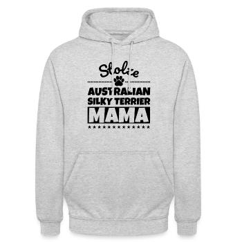 Stolze Australian Silky Terrier Mama - Unisex Hoodie - Hellgrau meliert - Vorne - Alina (178cm) & Michal (187cm)