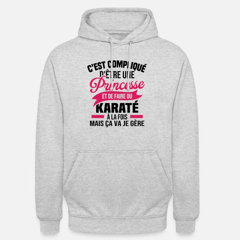Princesse et karaté - Sweat-shirt à capuche unisexe - gris clair chiné