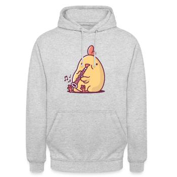 Clarinette Poulet - Sweat-shirt à capuche unisexe - gris clair chiné - Devant - Alina (178cm) & Michal (187cm)