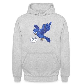 Fuck you Mittelfinger Vogel Piep lustige Tiere - Unisex Hoodie - Hellgrau meliert - Vorne - Alina (178cm) & Michal (187cm)