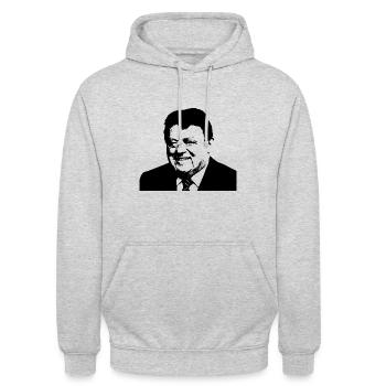 Franz Josef Strauß T-Shirt CSU Bayern Politiker - Unisex Hoodie - Hellgrau meliert - Vorne - Alina (178cm) & Michal (187cm)