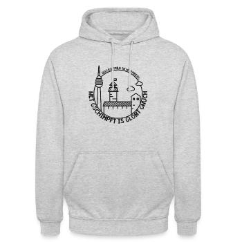 Willkommen in Nürnberg - Net gschimpft - Unisex Hoodie - Hellgrau meliert - Vorne - Alina (178cm) & Michal (187cm)