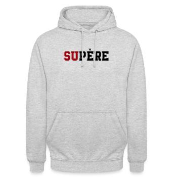 Supère - Sweat-shirt à capuche unisexe - gris clair chiné - Devant - Alina (178cm) & Michal (187cm)
