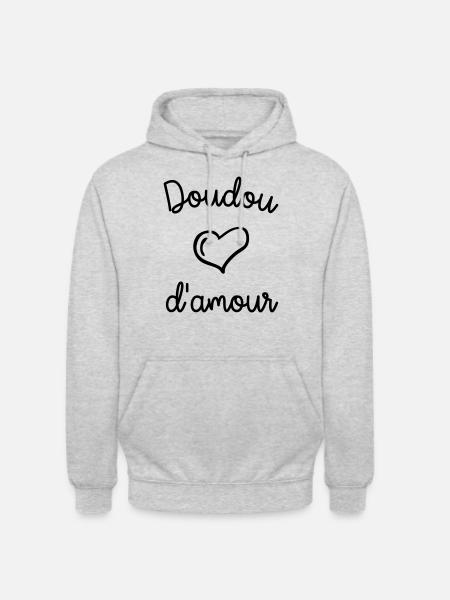 doudou d amour - Sweat-shirt à capuche unisexe - gris clair chiné